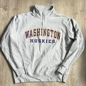 Champion Gray Washington Huskies Zip Up Sweater